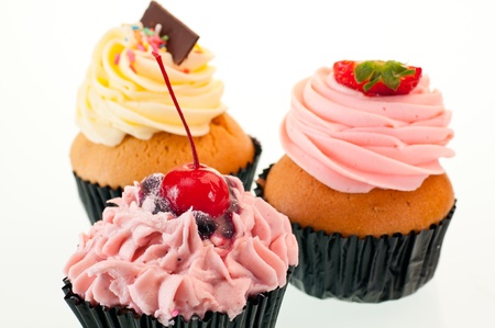 Blueberry cupcake close up with cup cakeの写真素材