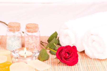 In room romantic spa concept close upの写真素材