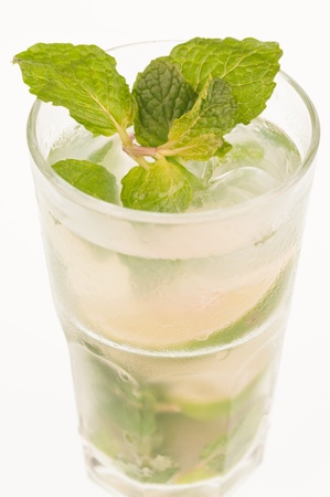 Mojito close up, a Cuban cocktail made with cuban rum, lime, sugar and a splash of sodaの写真素材
