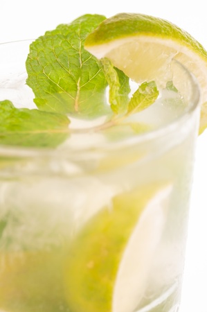 Mojito cocktail side view extreme close up の写真素材