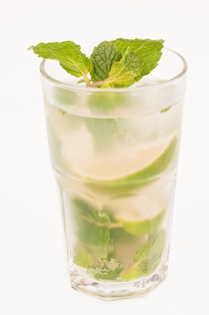 Mojito cocktail isolated over white backgroundの写真素材