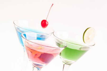 Three colorful variation of sweet Martini Cocktailsの写真素材