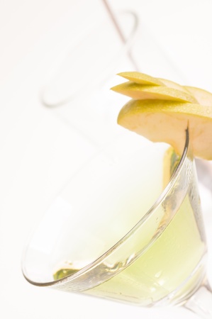 Green Apple Martini made from gin, martini and apple juiceの写真素材