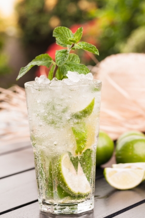 Lime Mojito cocktail after gardening の写真素材