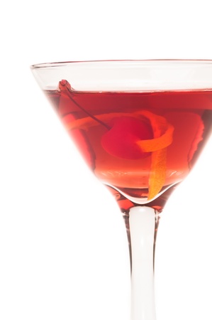 Manhattan cocktail extreme close-up, a classic cocktail before dinnerの写真素材