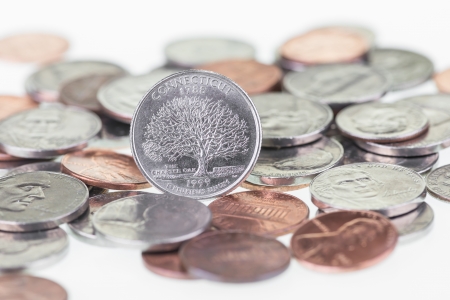 Connecticut State Quarter extreme close upの写真素材