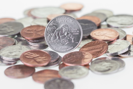 Alaska State Quarter extreme close upの写真素材