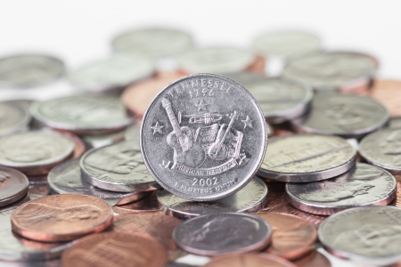 Tennessee State Quarter with coins extreme close upの写真素材