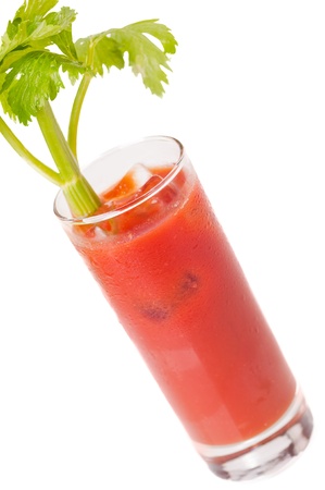 Bloody Mary cocktail made from vodka, tomato juice, lime juice, tabasco, salt and pepper to taste の写真素材