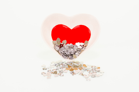 Spreading heart shaped rhinestone ornamentsの写真素材