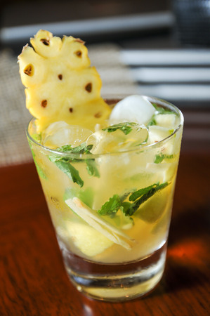 Fresh Pineapple Mojito close-upの写真素材