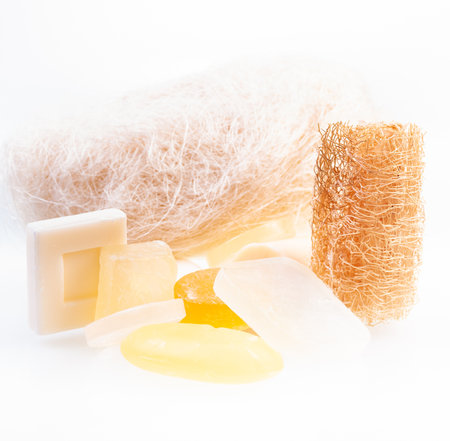 Loofah and soapsの写真素材