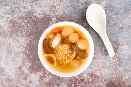 Chinese snow fungus dessert top viewの写真素材