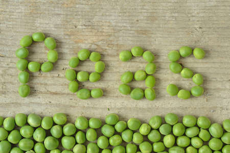 Word peas written with green peasの写真素材
