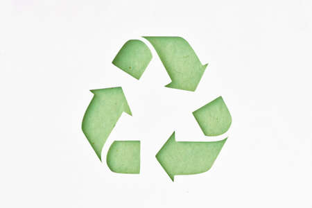 Recyclig symbol on recycled paper