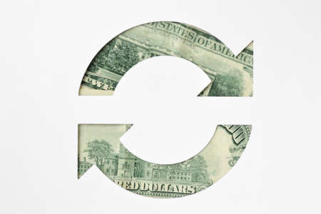 Circle arrows made of dollar banknotes -  Money circulation conceptの写真素材
