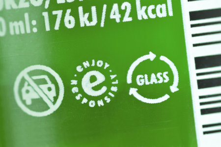 Close-up of glass recycling symbol
