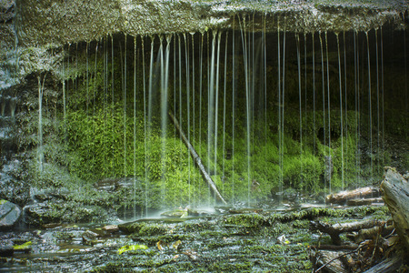 Long exposure of rivulets at Little Wadsworth Falls in Wadsworth Falls State Park, Middlefield, Connecticut.の写真素材
