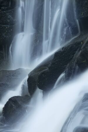 Vertical cascade of Southford Falls of the Eightmile River in Oxford, Connecticut.の写真素材