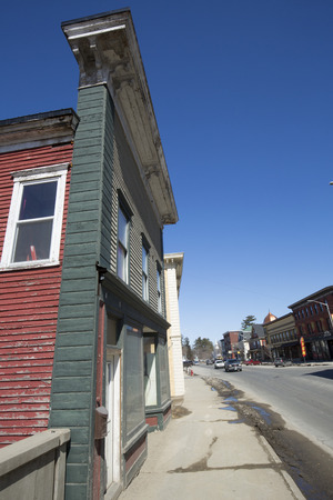 Lancaster, New Hampshire / USA - March 26, 2018: Historic Main Street in downtown on a sunny day in early spring.のeditorial素材