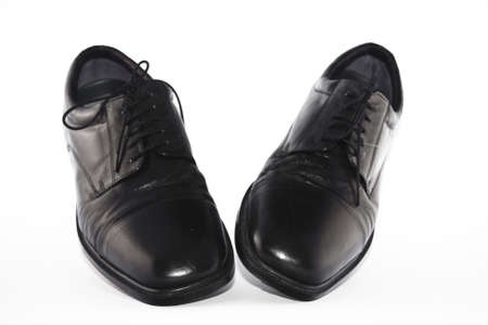 Pair of Shiny black leather lace up shoesの写真素材