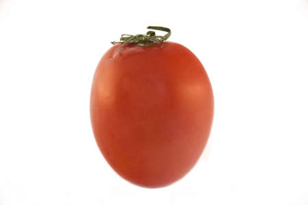 red ripe juicy tomato on white backgroundの写真素材