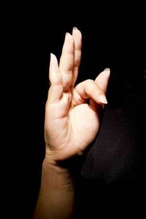 Woman hands with croos signalの写真素材
