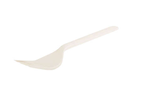 Beige natural plant fiber fork isolated on white background