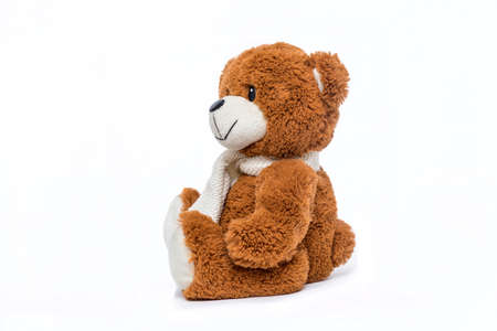 Teddy bear soft toy on white background.の写真素材