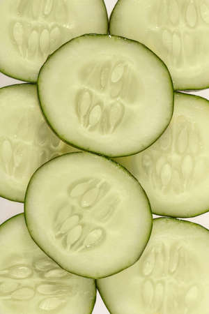 Close up of delicious cucumber on white backgroundの写真素材