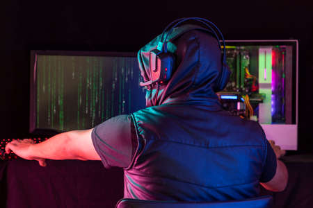 Expression session. Young man playing videogames with different facial expressionsの写真素材