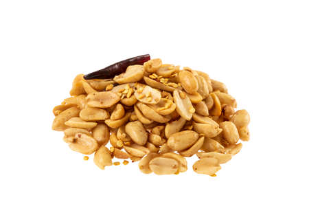 Delicious mexican spicy peanut snack in a white background. Overhead shotの写真素材