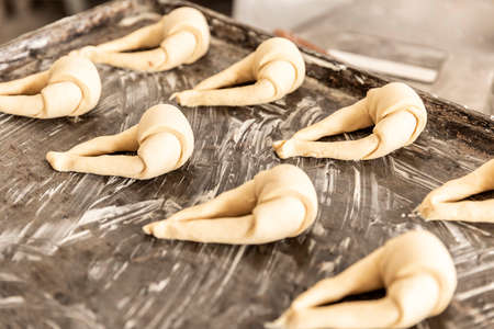 Detail of delicious bread production on the table