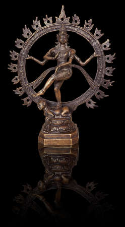 Beautiful zen sculpture on black background.の写真素材