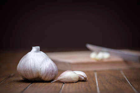 Close up texture of head and bulb garlic