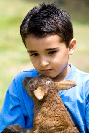 Loving kid load a lambの写真素材