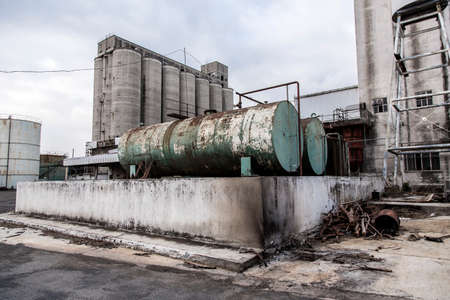 Abandoned old destroyed factory in industrial zoneの写真素材