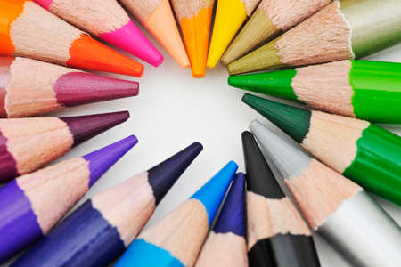 Colored pencils on white backgroundの写真素材