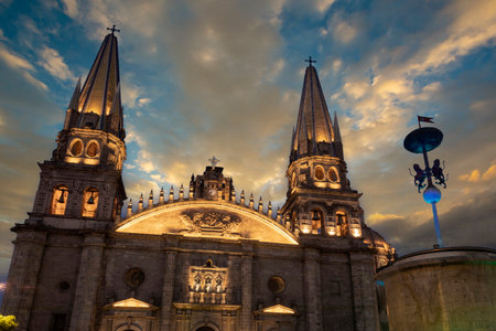 Cathedral in the historical center city of Guadalajara, Jalisco, Mexico.のeditorial素材