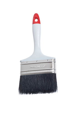 closeup of brush for painter of works cut out on a white backgroundの写真素材