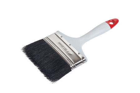 closeup of brush for painter of works cut out on a white backgroundの写真素材