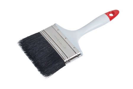 closeup of brush for painter of works cut out on a white backgroundの写真素材