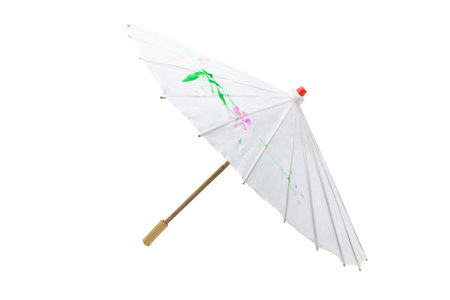 paper japanese umbrella isolated on white background.の写真素材