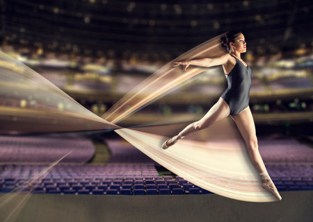 ballet dancer on theater stageの写真素材