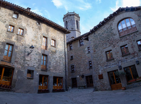 The streets of Rupit, a beautiful medieval village in Spain preserved to this day as a tourist destinationの写真素材