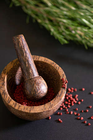 Cooking container with achiote and maceratorの写真素材