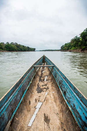 Boat on atrato river, Quibdó, Chocó, Colombiaの写真素材