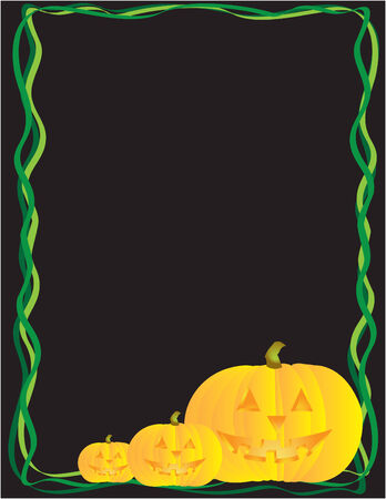 3 happy pumpkins in a vector file. Vine and each pumpkin is separate from backgroundのイラスト素材