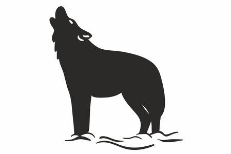 Vector illustration of a wolf on a white background. Silhouette of a wolf.のイラスト素材