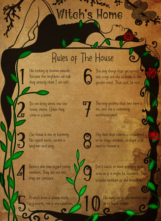 Witch's Home, Rules Of The House, Witch Rules Poster, Art Print, Halloween Decor, Halloween Poster, Witch Poster Print, Witches Decor, LETTER FORMATの写真素材